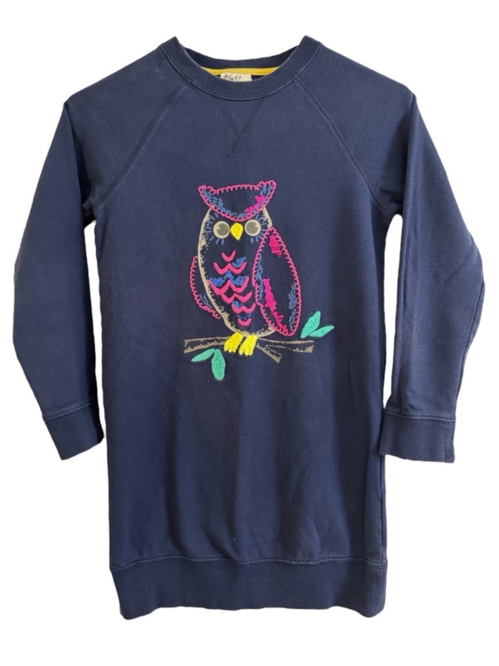 Mini Boden Girls Navy Blue Sweatshirt Dress with Owl Design! Size 9-10 years!